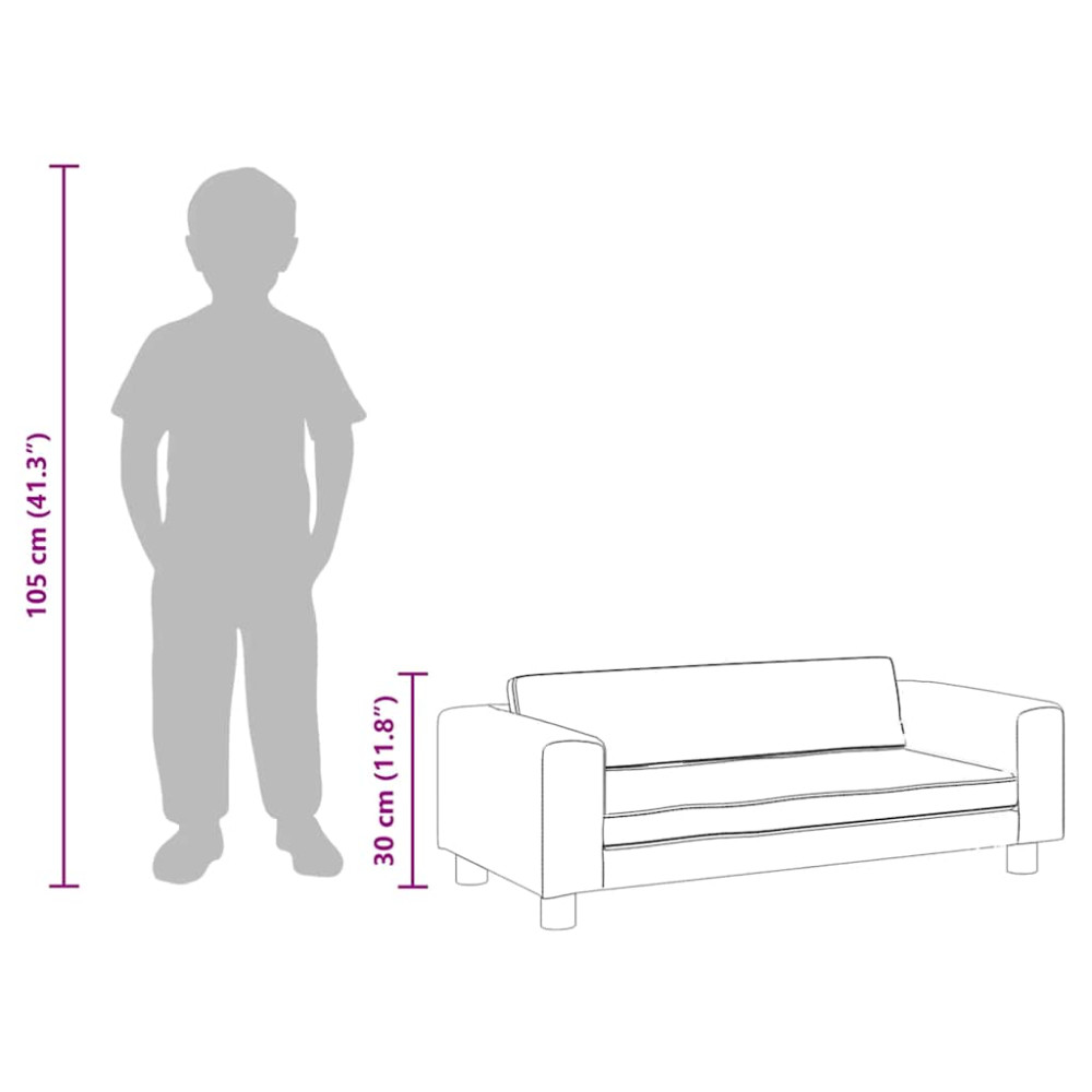 Produktbild för Barnsoffa med fotpall gräddvit 100x50x30 cm konstläder