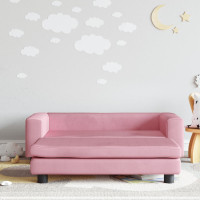 Produktbild för Barnsoffa med fotpall rosa 100x50x30 cm sammet