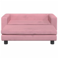 Produktbild för Barnsoffa med fotpall rosa 100x50x30 cm sammet