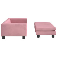 Produktbild för Barnsoffa med fotpall rosa 100x50x30 cm sammet