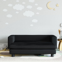 Produktbild för Barnsoffa med fotpall svart 100x50x30 cm sammet