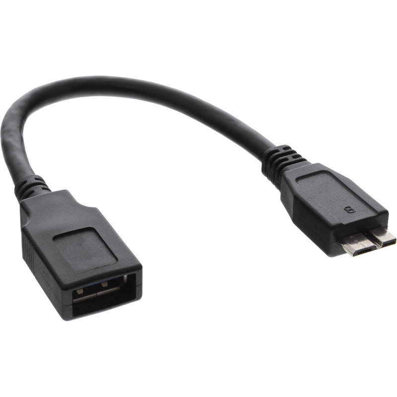 Produktbild för InLine 31609 USB-kablar 0,15 m USB A Micro-USB B Svart