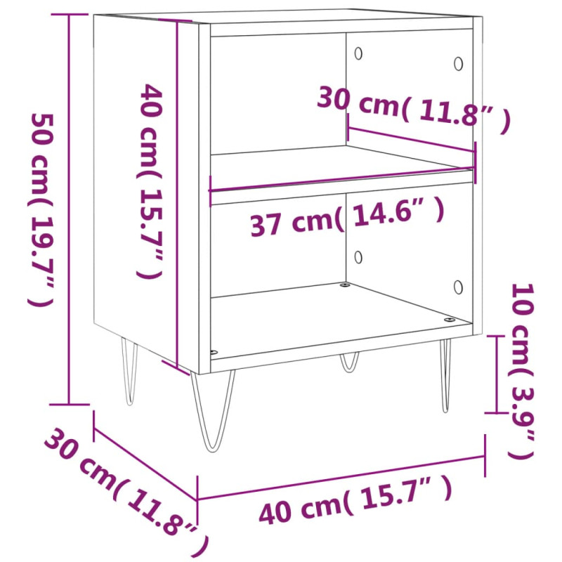 Produktbild för Sängbord betonggrå 40x30x50 cm konstruerat trä