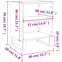 Miniatyr av produktbild för Sängbord 2 st vit 40x30x50 cm konstruerat trä