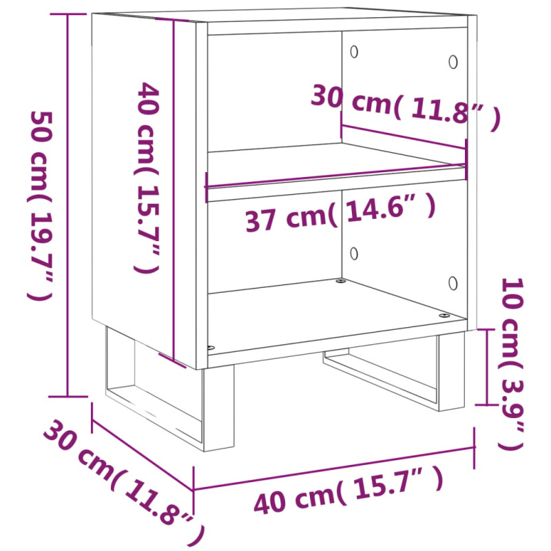 Produktbild för Sängbord 2 st rökfärgad ek 40x30x50 cm konstruerat trä