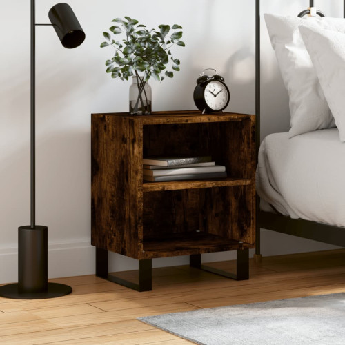 vidaXL Sängbord rökfärgad ek 40x30x50 cm konstruerat trä