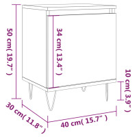 Produktbild för Sängbord vit högglans 40x30x50 cm konstruerat trä