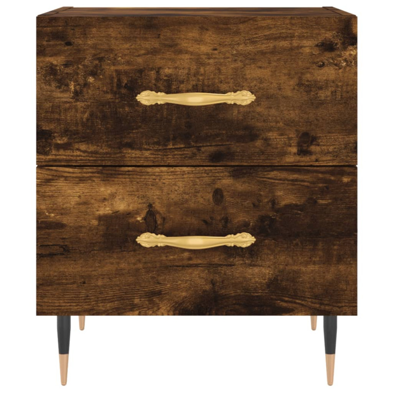 Produktbild för Sängbord rökfärgad ek 40x35x47,5 cm konstruerat trä