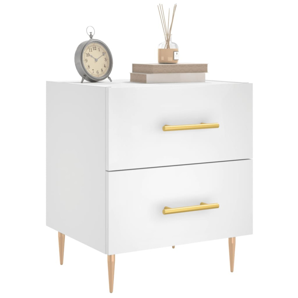 Produktbild för Sängbord 2 st vit 40x35x47,5 cm konstruerat trä