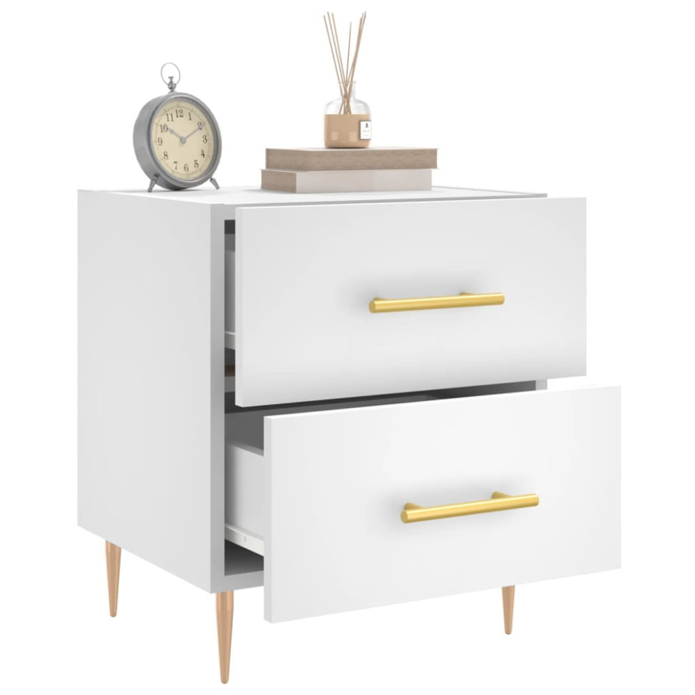 Produktbild för Sängbord 2 st vit 40x35x47,5 cm konstruerat trä
