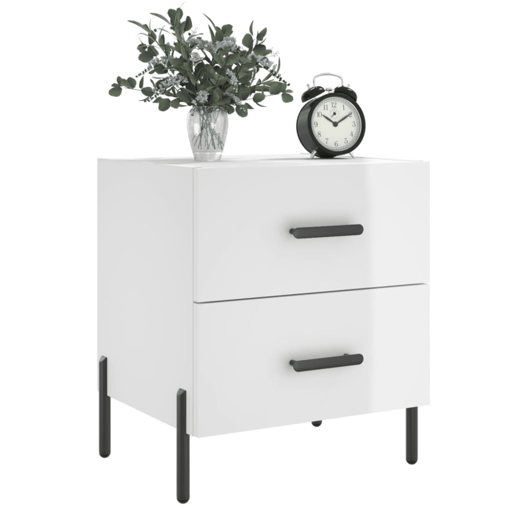 Produktbild för Sängbord 2 st vit högglans 40x35x47,5 cm konstruerat trä