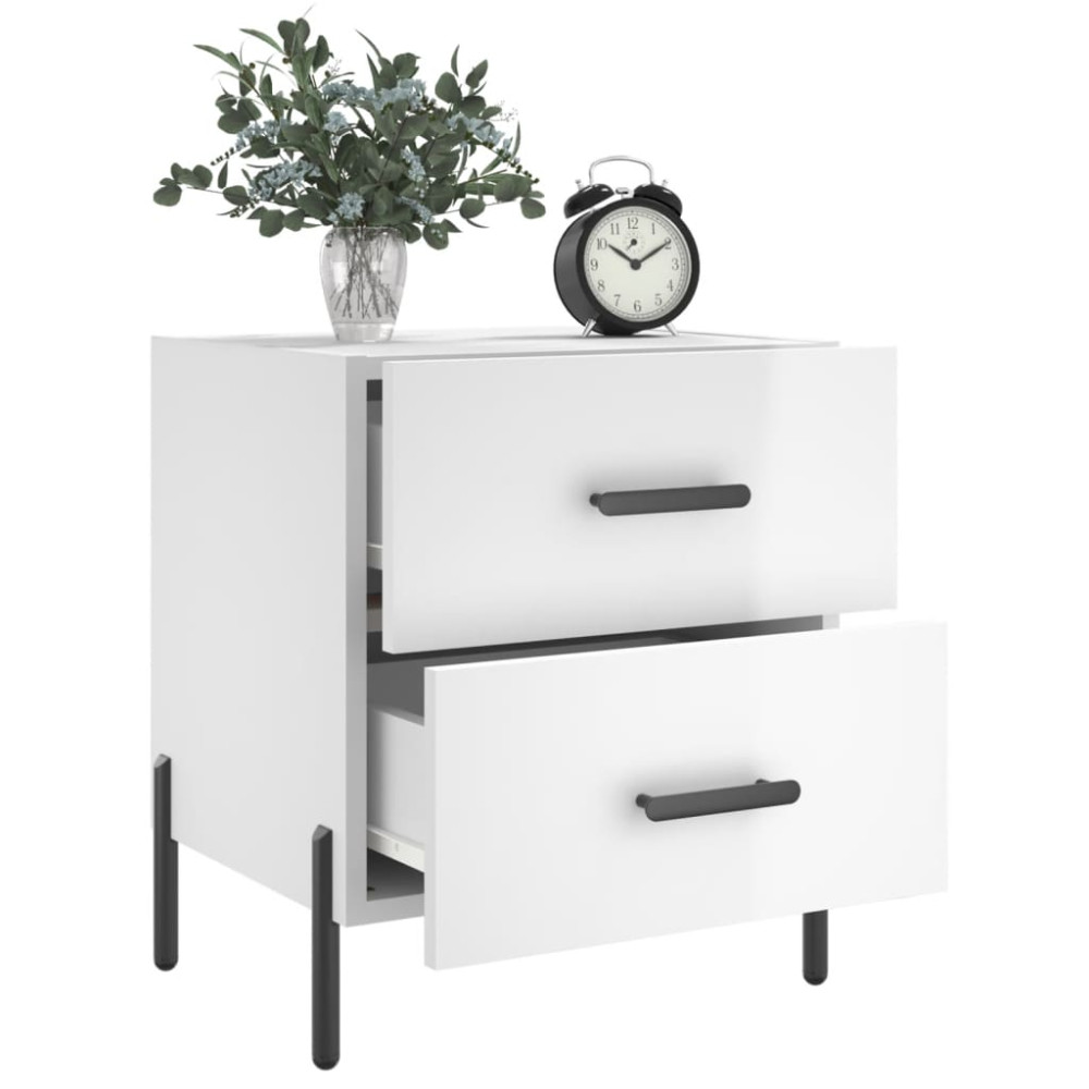 Produktbild för Sängbord 2 st vit högglans 40x35x47,5 cm konstruerat trä