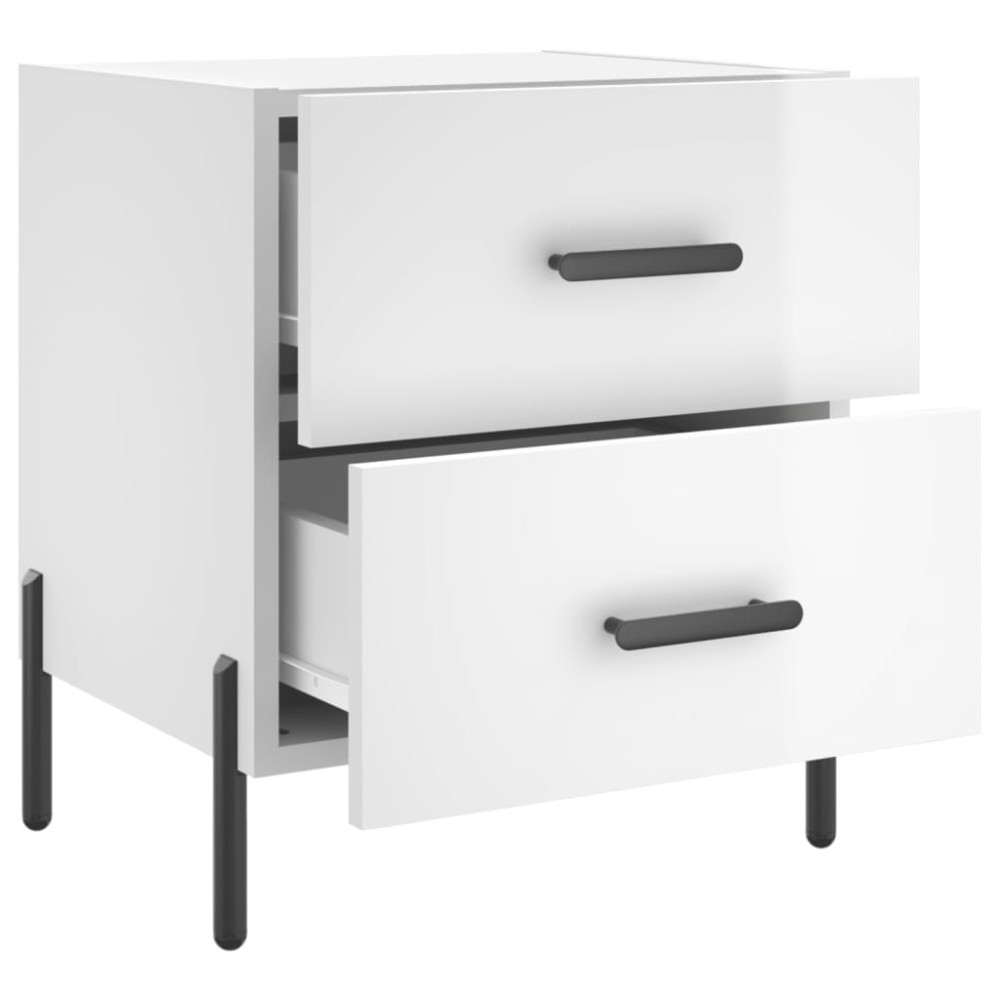 Produktbild för Sängbord 2 st vit högglans 40x35x47,5 cm konstruerat trä