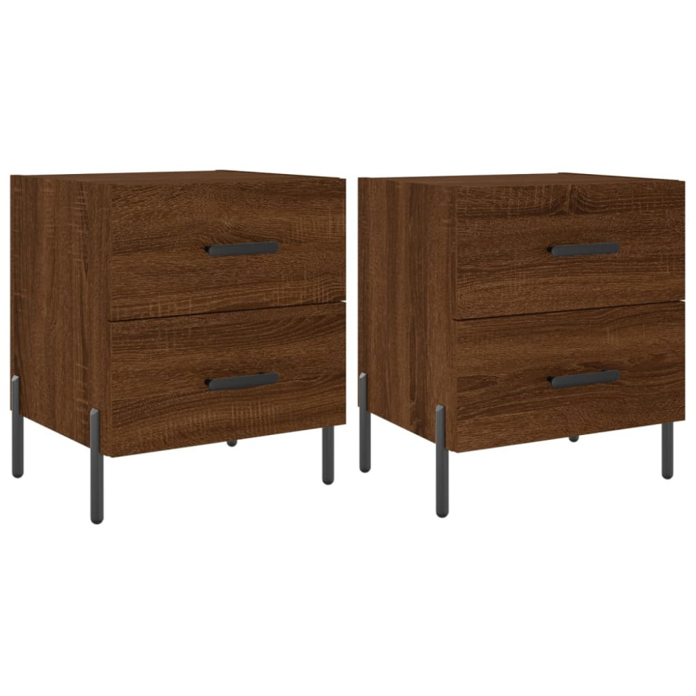 Produktbild för Sängbord 2 st brun ek 40x35x47,5 cm konstruerat trä