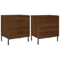 Produktbild för Sängbord 2 st brun ek 40x35x47,5 cm konstruerat trä