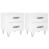 Produktbild för Sängbord 2 st vit 40x35x47,5 cm konstruerat trä