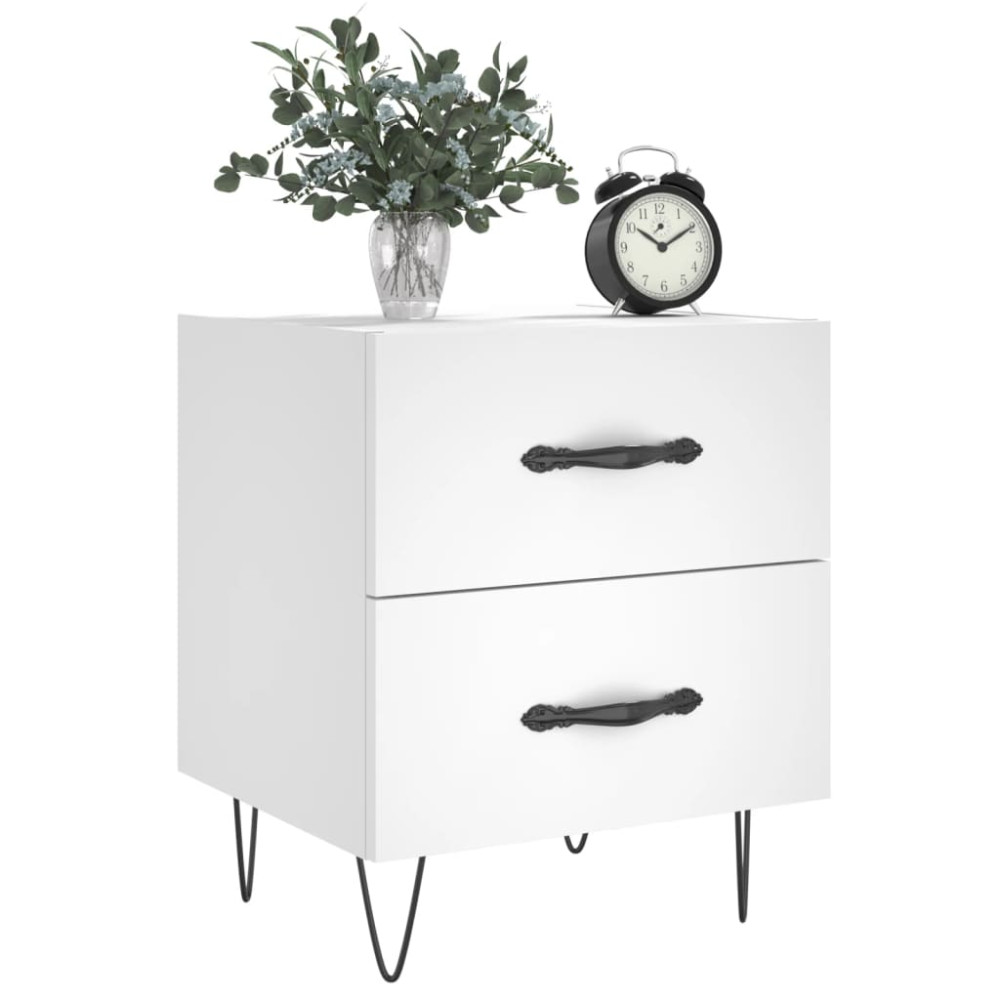 Produktbild för Sängbord 2 st vit 40x35x47,5 cm konstruerat trä