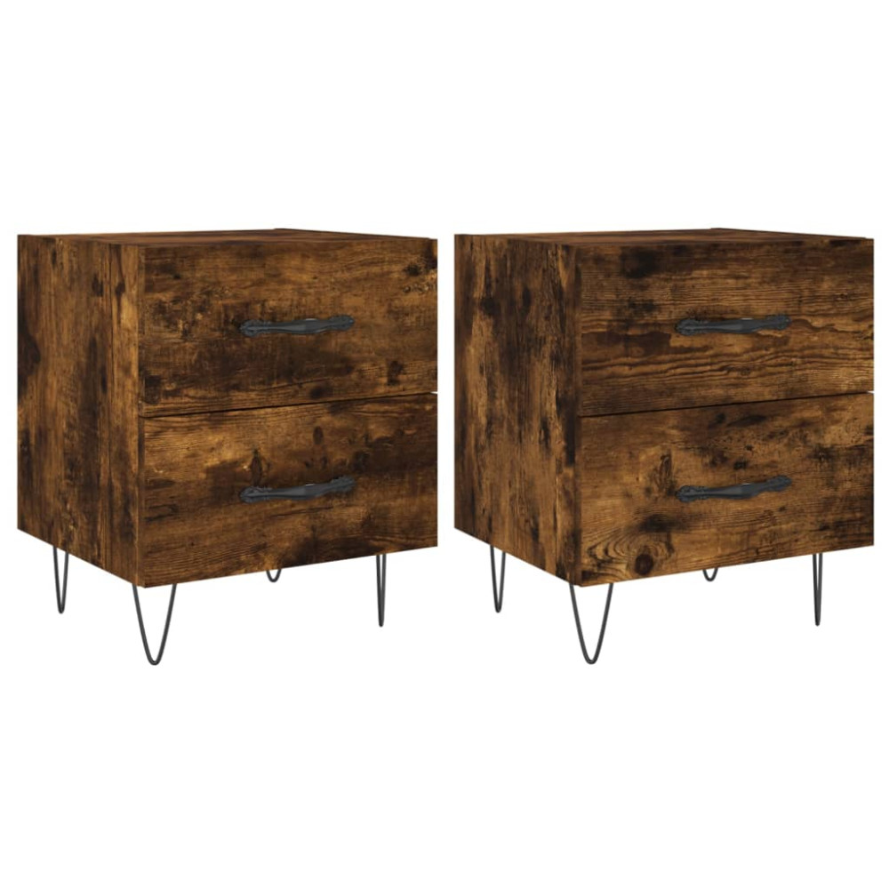 Produktbild för Sängbord 2 st rökfärgad ek 40x35x47,5 cm konstruerat trä