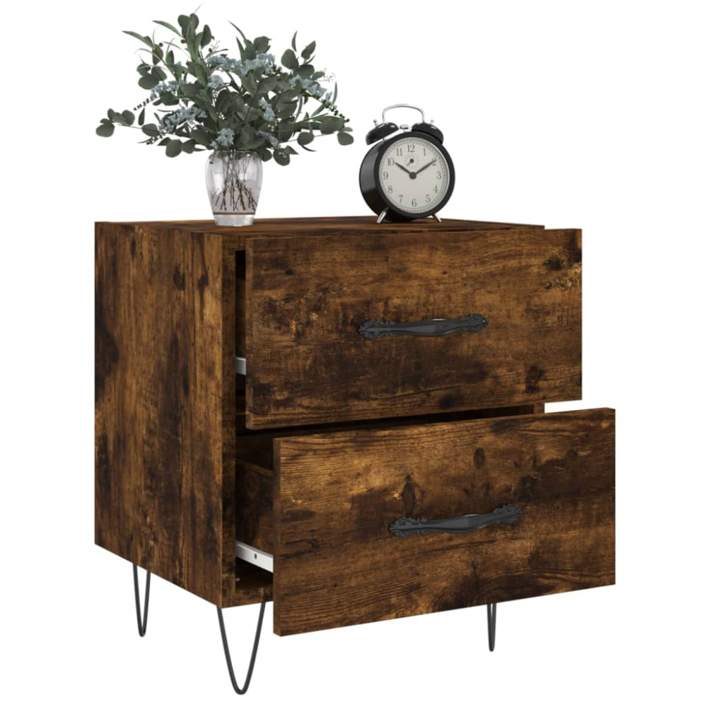 Produktbild för Sängbord 2 st rökfärgad ek 40x35x47,5 cm konstruerat trä