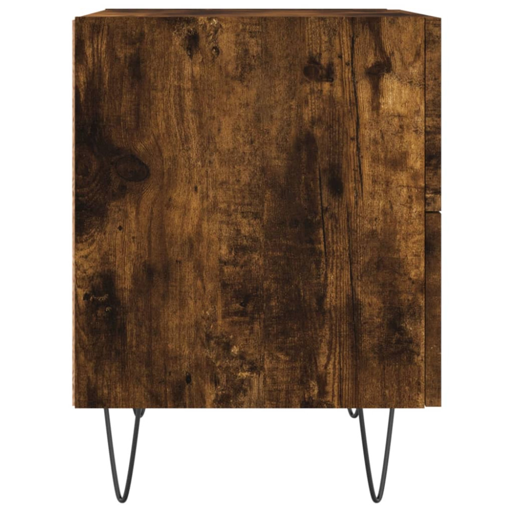 Produktbild för Sängbord 2 st rökfärgad ek 40x35x47,5 cm konstruerat trä