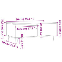 Produktbild för Soffbord vit 90x50x36,5 cm konstruerat trä