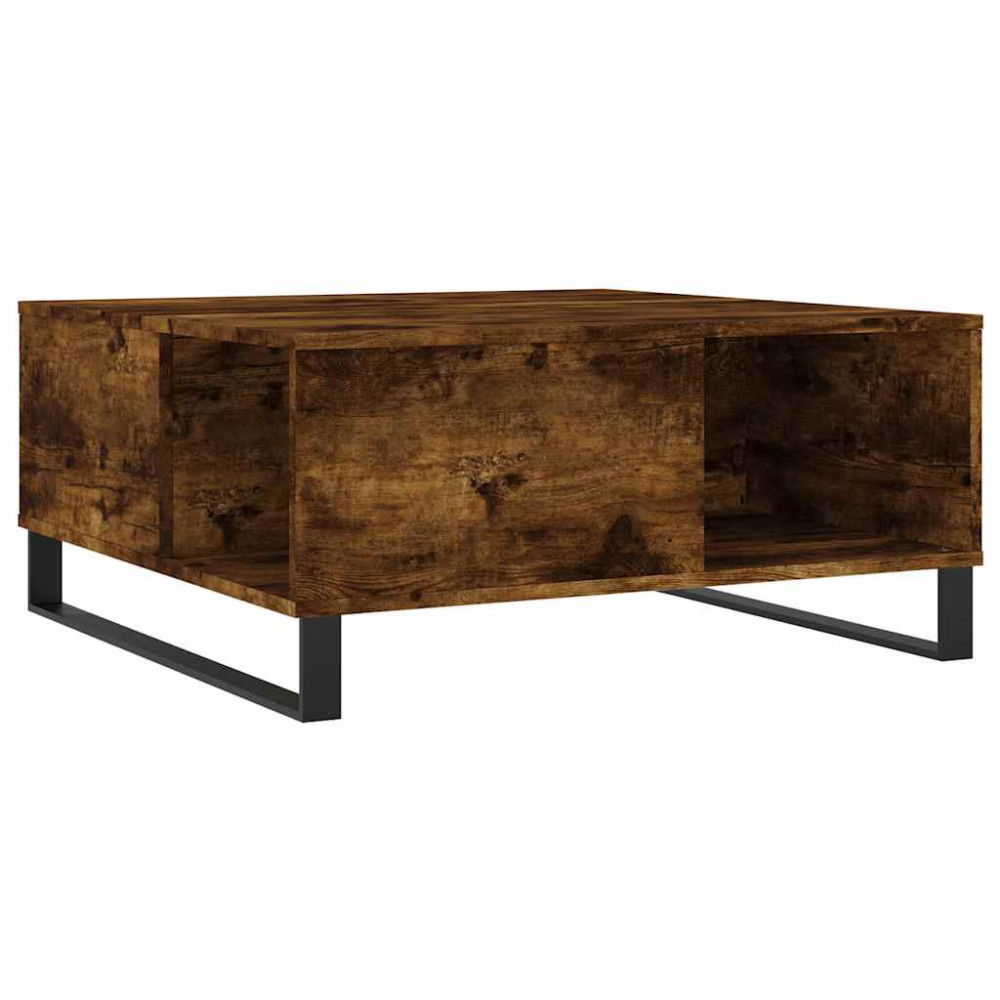 Produktbild för Soffbord rökfärgad ek 80x80x36,5 cm konstruerat trä