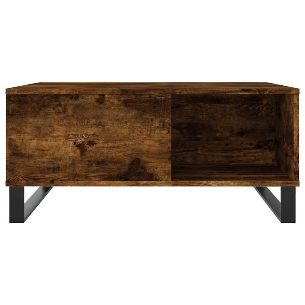 Produktbild för Soffbord rökfärgad ek 80x80x36,5 cm konstruerat trä