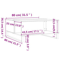 Produktbild för Soffbord rökfärgad ek 80x80x36,5 cm konstruerat trä