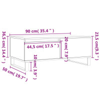 Produktbild för Soffbord vit 90x50x36,5 cm konstruerat trä