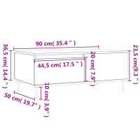 Produktbild för Soffbord betonggrå 90x50x36,5 cm konstruerat trä