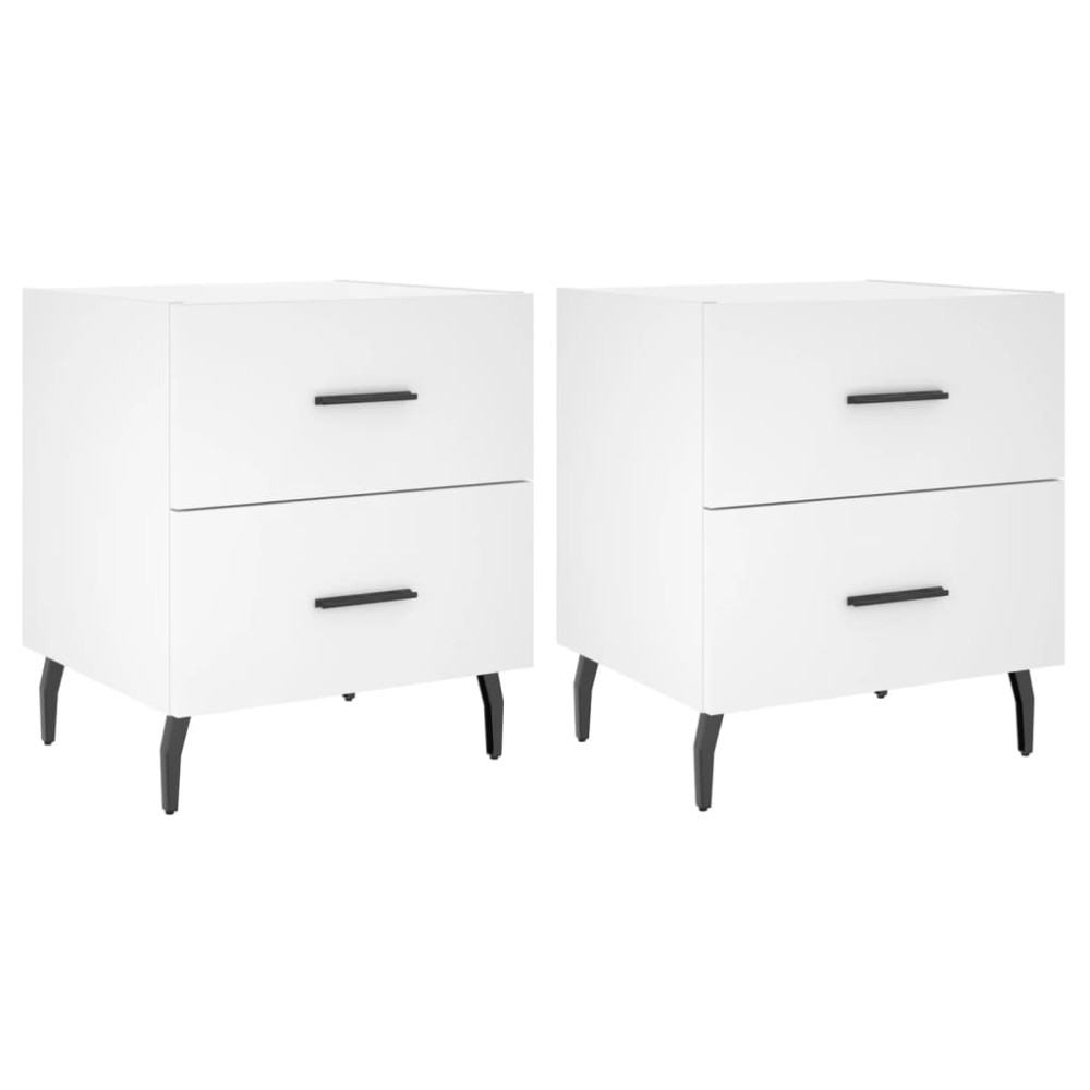 Produktbild för Sängbord 2 st vit 40x35x47,5 cm konstruerat trä