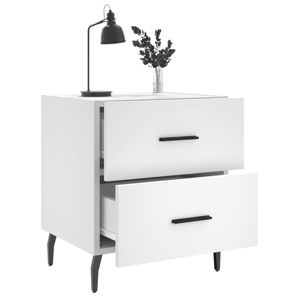 Produktbild för Sängbord 2 st vit 40x35x47,5 cm konstruerat trä