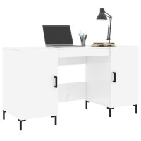 Produktbild för Skrivbord vit högglans 140x50x75 cm konstruerat trä