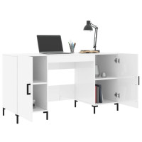 Produktbild för Skrivbord vit högglans 140x50x75 cm konstruerat trä