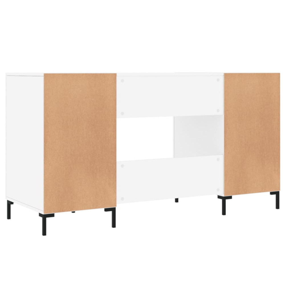 Produktbild för Skrivbord vit högglans 140x50x75 cm konstruerat trä