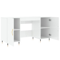 Miniatyr av produktbild för Skrivbord vit högglans 140x50x75 cm konstruerat trä