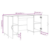 Produktbild för Skrivbord brun ek 140x50x75 cm konstruerat trä