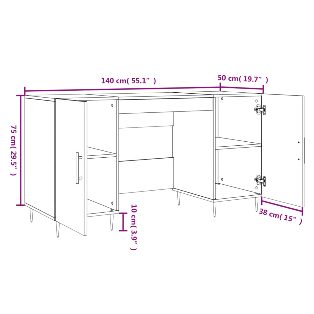 Produktbild för Skrivbord sonoma-ek 140x50x75 cm konstruerat trä