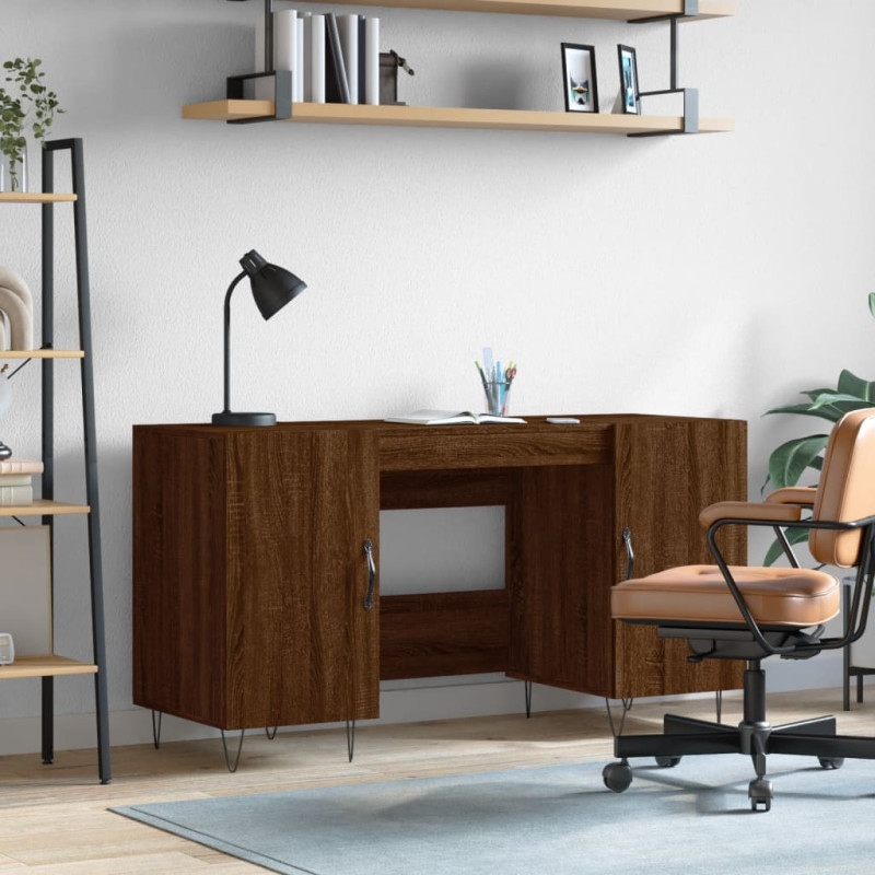Produktbild för Skrivbord brun ek 140x50x75 cm konstruerat trä