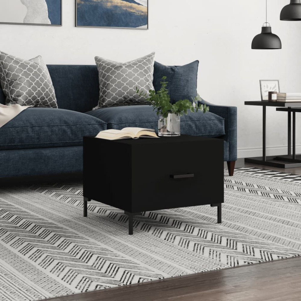 Produktbild för Soffbord svart 50x50x40 cm konstruerat trä