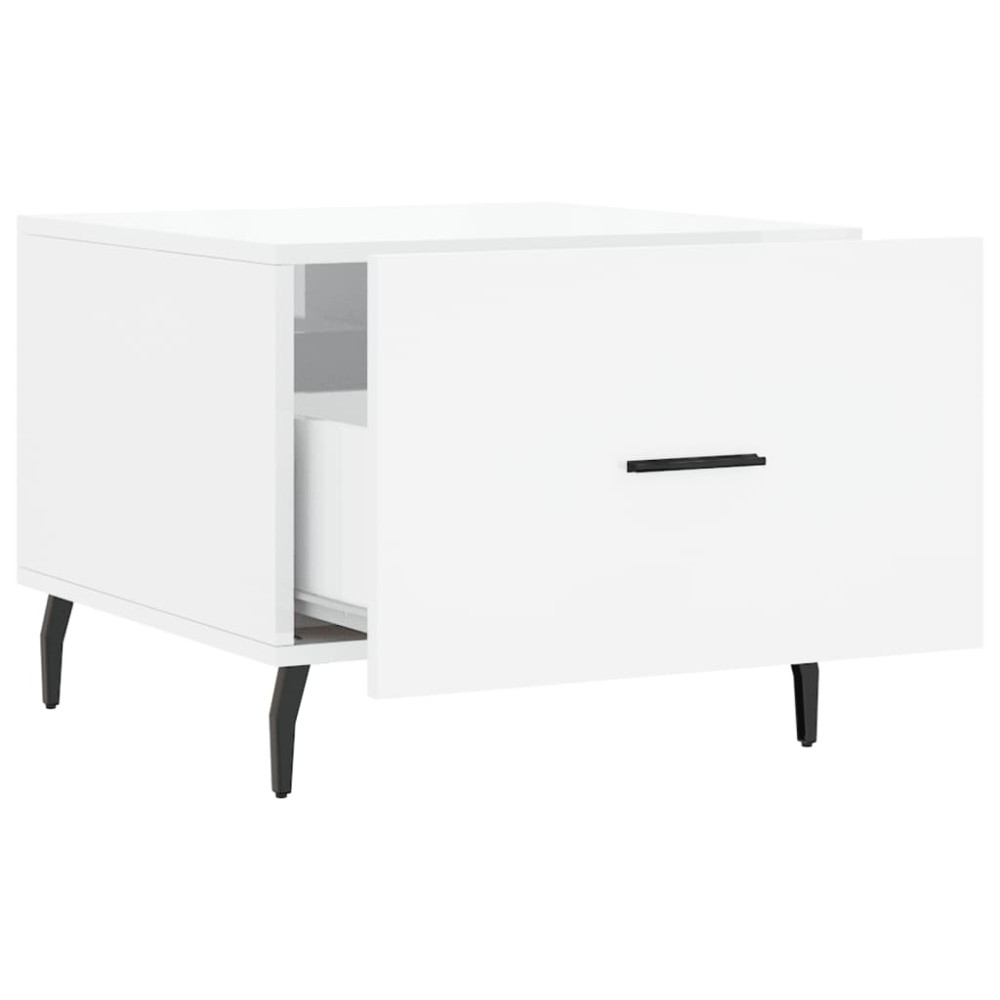 Produktbild för Soffbord vit högglans 50x50x40 cm konstruerat trä