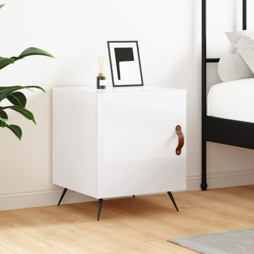 vidaXL Sängbord vit högglans 40x40x50 cm konstruerat trä