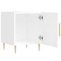 Miniatyr av produktbild för Sängbord vit högglans 40x40x50 cm konstruerat trä
