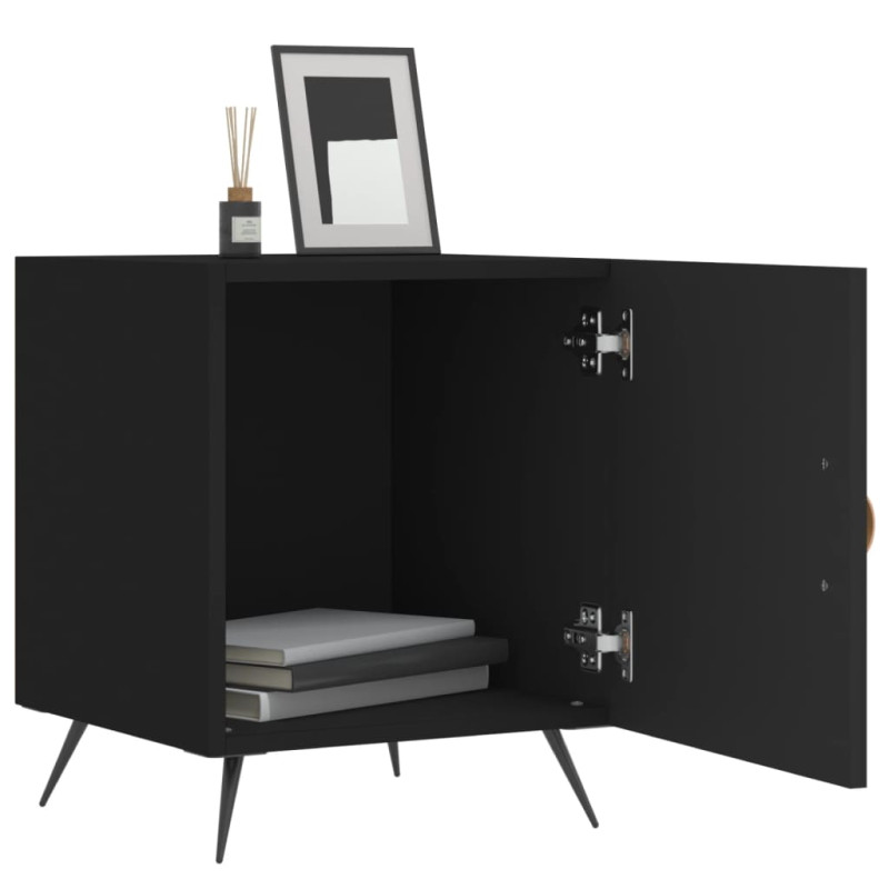Produktbild för Sängbord svart 40x40x50 cm konstruerat trä