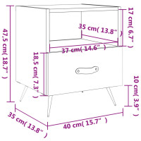 Produktbild för Sängbord vit högglans 40x35x47,5 cm konstruerat trä