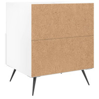 Produktbild för Sängbord vit högglans 40x35x47,5 cm konstruerat trä