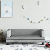 Produktbild för Barnsoffa ljusgrå 80x45x30 cm sammet
