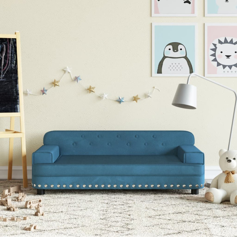 Produktbild för Barnsoffa blå 90x53x30 cm sammet