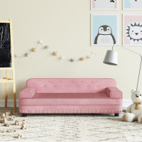 Produktbild för Barnsoffa rosa 90x53x30 cm sammet