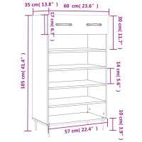Produktbild för Skohylla vit 60x35x105 cm konstruerat trä